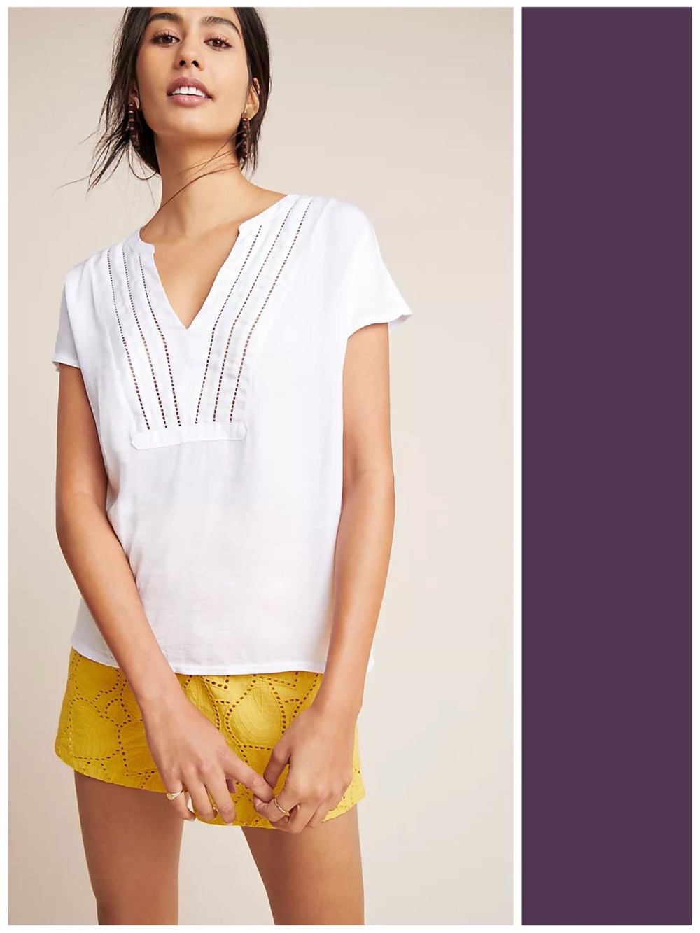 Anthropologie Dolan Moreira Cap Sleeve Blouse in White L EUC Minimalist Capsule